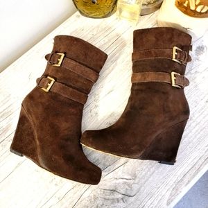 Michael Kors Suede Parker Wedge Boots